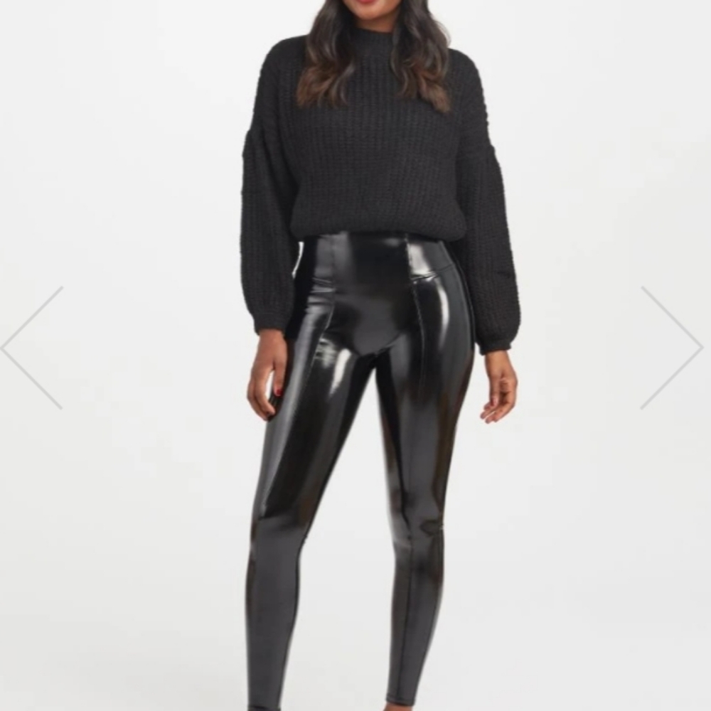 ZARA Faux Leather Zip Slit Leggings NWOT - Picture 6 of 16